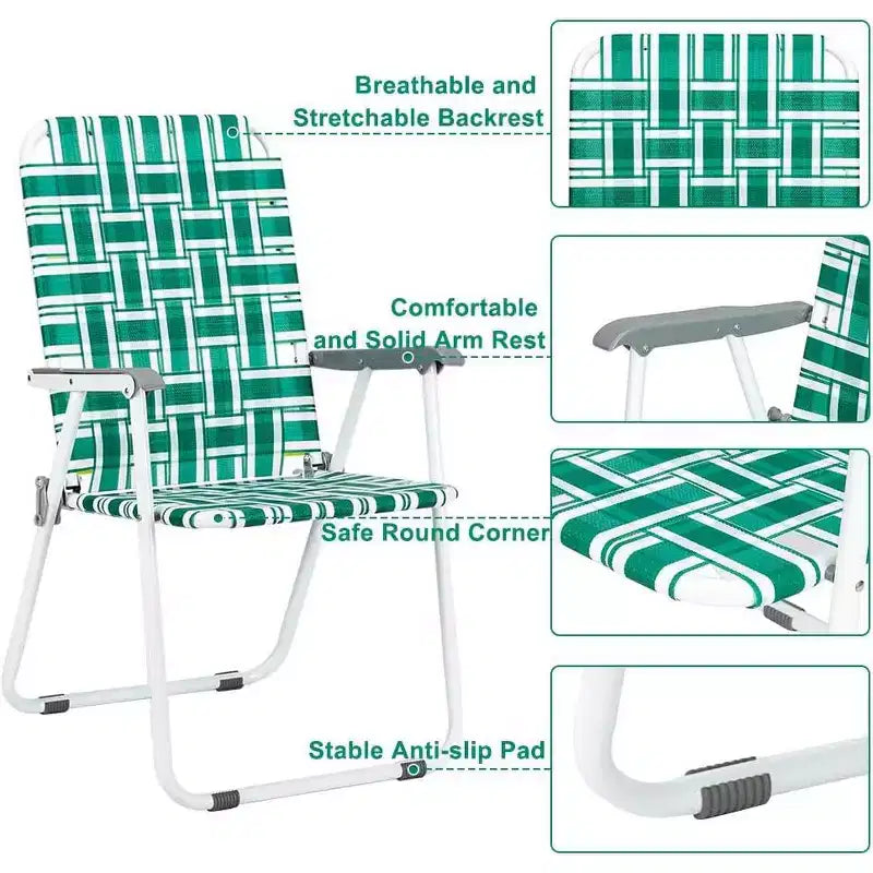 Sedie pieghevoli a nastro VINGLI per patio e prato, sedia da spiaggia portatile per esterni per giardino e cortile