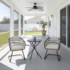 GDFStudio Gert Outdoor Wicker and Iron Dining Chair (Set of 2)