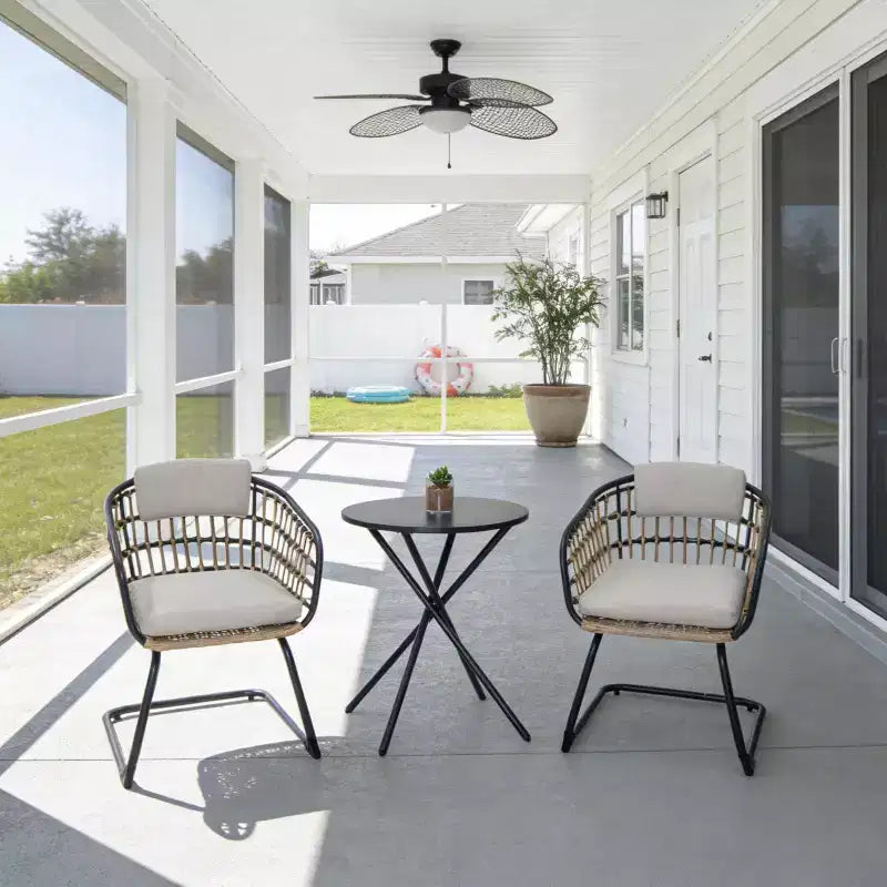 GDFStudio Gert Outdoor Wicker and Iron Dining Chair (Set of 2)