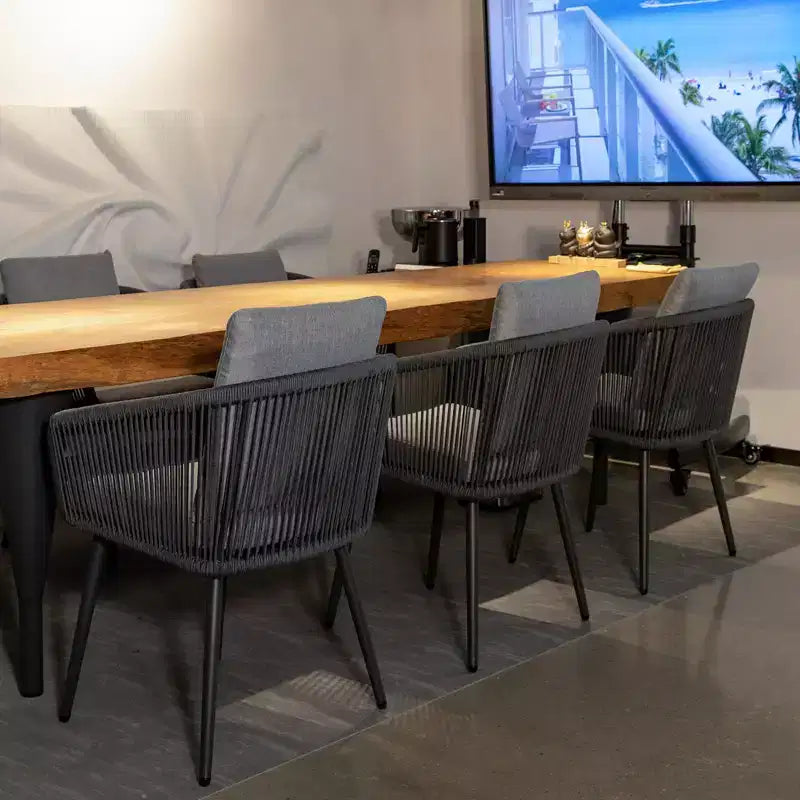 GDFStudio Havana, sedie da pranzo da esterno in alluminio con trama in corda e cuscini (set da 2)