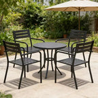 Clihome Stackable Dining Chairs with Ergonomic Armrests, Set of 4