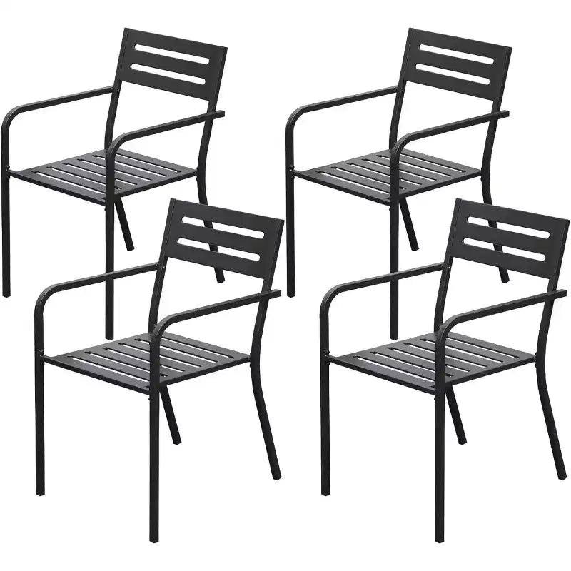 Chaises de salle à manger empilables Clihome avec accoudoirs ergonomiques, lot de 4