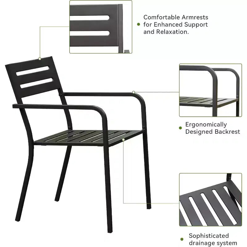 Chaises de salle à manger empilables Clihome avec accoudoirs ergonomiques, lot de 4