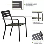 Chaises de salle à manger empilables Clihome avec accoudoirs ergonomiques, lot de 4