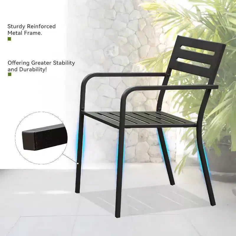 Chaises de salle à manger empilables Clihome avec accoudoirs ergonomiques, lot de 4