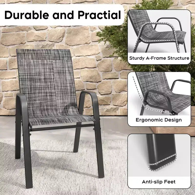 Set di 4 sedie da pranzo per esterni Whisen, sedie da patio robuste con seduta ampia ed ergonomica e tessuto impermeabile