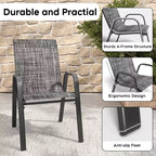 Set di 4 sedie da pranzo per esterni Whisen, sedie da patio robuste con seduta ampia ed ergonomica e tessuto impermeabile