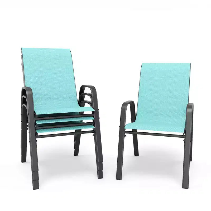 Set di 4 sedie da pranzo per esterni Whisen, sedie da patio robuste con seduta ampia ed ergonomica e tessuto impermeabile