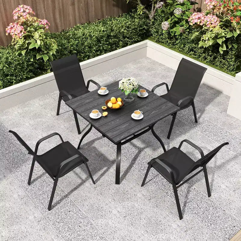 Set di 4 sedie da pranzo per esterni Whisen, sedie da patio robuste con seduta ampia ed ergonomica e tessuto impermeabile