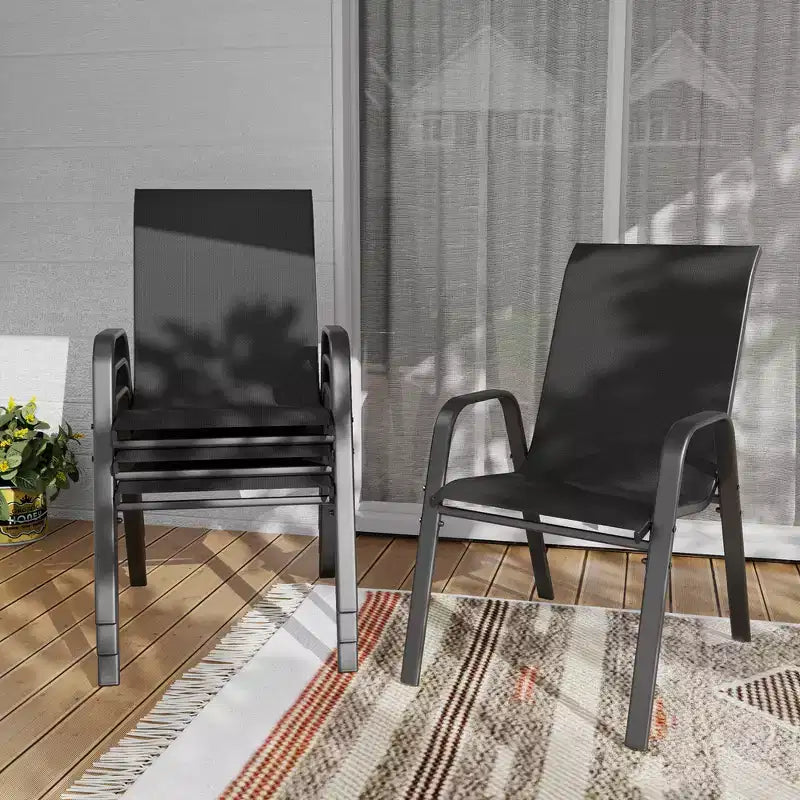 Set di 4 sedie da pranzo per esterni Whisen, sedie da patio robuste con seduta ampia ed ergonomica e tessuto impermeabile