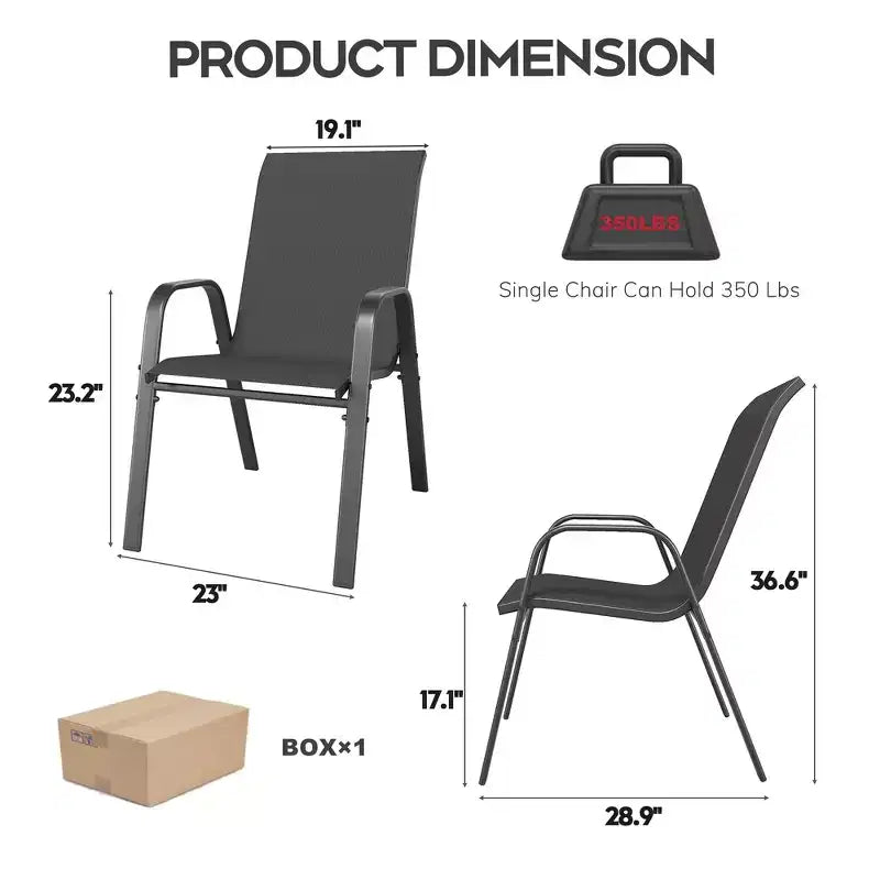 Set di 4 sedie da pranzo per esterni Whisen, sedie da patio robuste con seduta ampia ed ergonomica e tessuto impermeabile