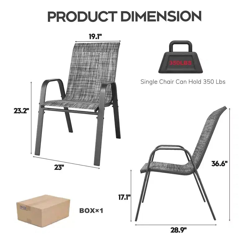 Set di 4 sedie da pranzo per esterni Whisen, sedie da patio robuste con seduta ampia ed ergonomica e tessuto impermeabile