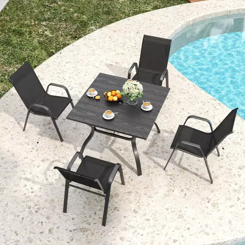 Whisen 4-Piece Outdoor Dining Chairs Set, Heavy-Duty Patio Wide Ergonomic Seat Chairs with Waterproof Fabric