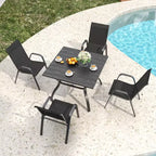 Whisen 4-Piece Outdoor Dining Chairs Set, Heavy-Duty Patio Wide Ergonomic Seat Chairs with Waterproof Fabric