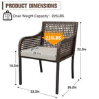EAGLE PEAK Sedie da pranzo da esterno in vimini, poltrone in rattan PE intrecciate a mano con cuscini rimovibili, marrone/beige