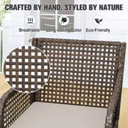 EAGLE PEAK Sedie da pranzo da esterno in vimini, poltrone in rattan PE intrecciate a mano con cuscini rimovibili, marrone/beige