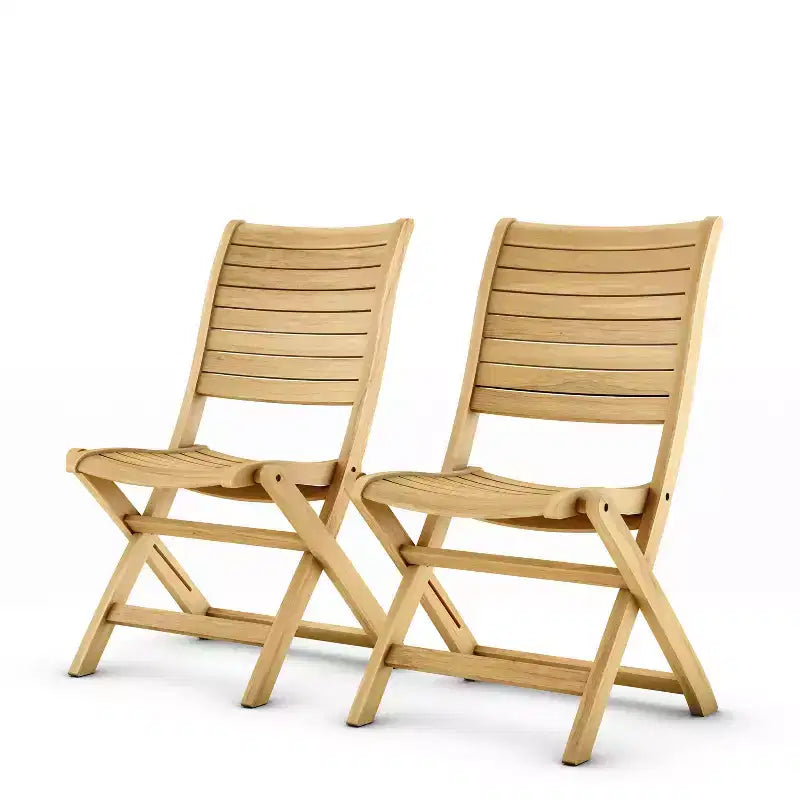 Urban Elements 2-Piece Teak Wood 100% FSC Patio Folding Sidechairs Set
