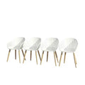 Amazonia 4-Piece Recycled Resin and Teak Finish Wood legs Patio Dining Armchair Set White