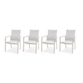 Amazonia 4-Piece Rust-Free Aluminum and Mesh Stacking Armchairs Light Off-White