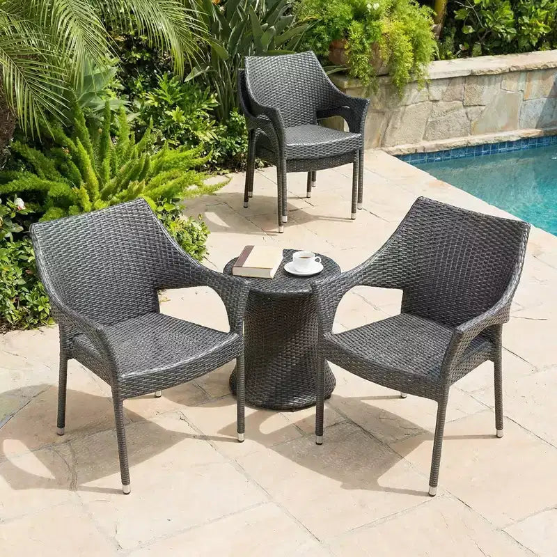 Christopher Knight Home Tatienne Modern Patio Rattan Stacking Dining Chairs (Set of 4)