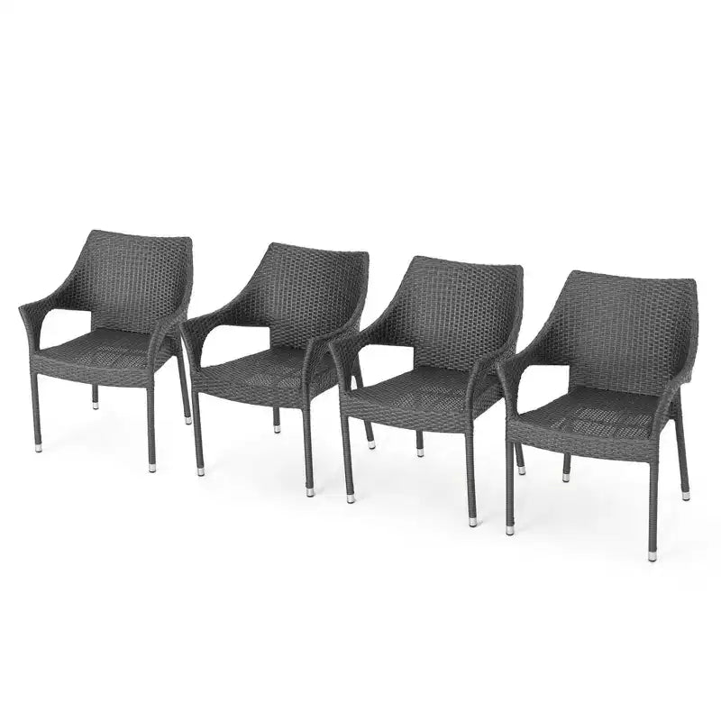 Christopher Knight Home Tatienne, sedie da pranzo moderne impilabili in rattan per patio (set da 4)