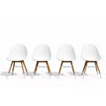 Amazonia 4-Piece Recycled Resin and Teak Finish Wood legs Patio Dining Sidechair Set White