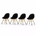 Amazonia 4-Piece Recycled Resin and Teak Finish Wood legs Patio Dining Sidechair Set Black