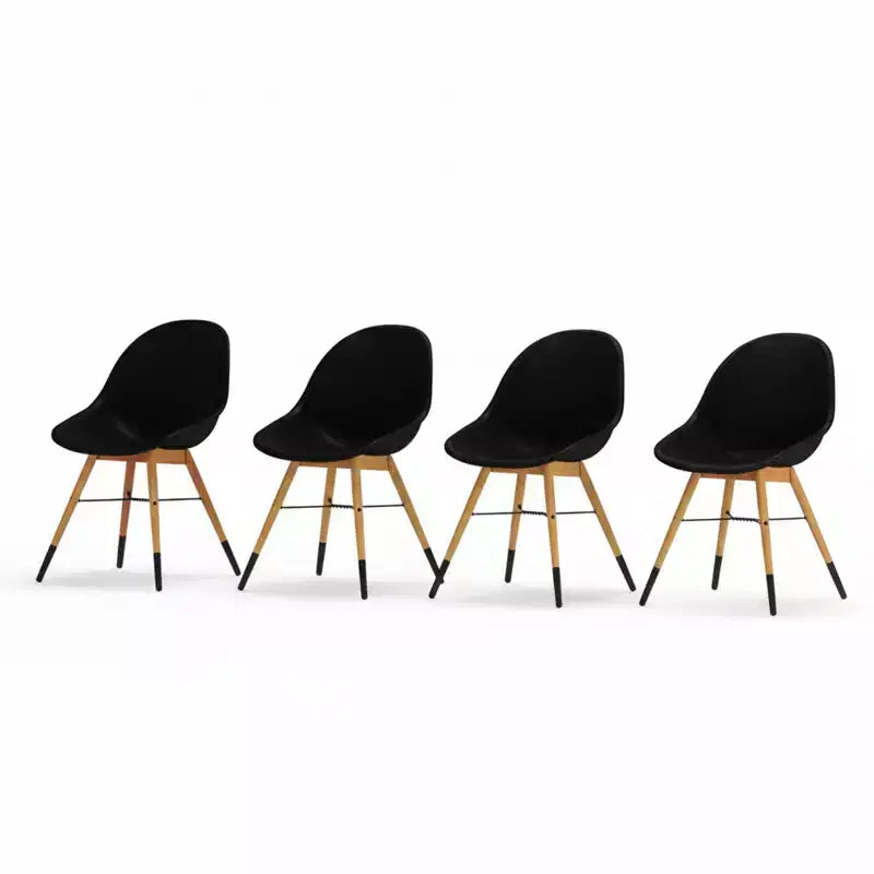 Amazonia 4-Piece Recycled Resin and Teak Finish Wood legs Patio Dining Sidechair Set Black