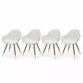 Amazonia 4-Piece Recycled Resin and Solid Wood legs Patio Dining Armchair Set White