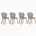 Amazonia 4-Piece Recycled Resin and Solid Wood legs Patio Dining Sidechair Set Grey