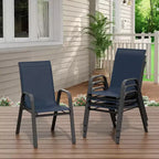 Set di 4 sedie da pranzo impilabili per esterni, sedie da patio in textilene leggero per tutte le stagioni, sedie con capacità di 140 kg per giardino, bordo piscina e cortile