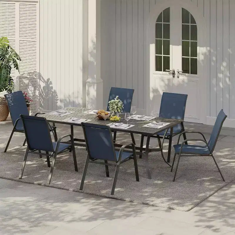 Set di 4 sedie da pranzo impilabili per esterni, sedie da patio in textilene leggero per tutte le stagioni, sedie con capacità di 140 kg per giardino, bordo piscina e cortile