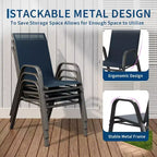 Set di 4 sedie da pranzo impilabili per esterni, sedie da patio in textilene leggero per tutte le stagioni, sedie con capacità di 140 kg per giardino, bordo piscina e cortile