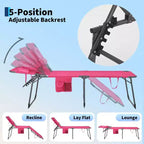 Sdraio Pieghevole con Foro Facciale 75 x 28, Poltrona Reclinabile Portatile, Schienale Regolabile in 5 Posizioni, Include Cuscino e Tasca Laterale per la Spiaggia