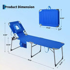 Sdraio Pieghevole con Foro Facciale 75 x 28, Poltrona Reclinabile Portatile, Schienale Regolabile in 5 Posizioni, Include Cuscino e Tasca Laterale per la Spiaggia