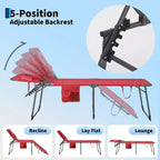 Sdraio Pieghevole con Foro Facciale 75 x 28, Poltrona Reclinabile Portatile, Schienale Regolabile in 5 Posizioni, Include Cuscino e Tasca Laterale per la Spiaggia