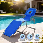 Sdraio Pieghevole con Foro Facciale 75 x 28, Poltrona Reclinabile Portatile, Schienale Regolabile in 5 Posizioni, Include Cuscino e Tasca Laterale per la Spiaggia