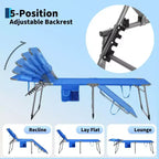 Sdraio Pieghevole con Foro Facciale 75 x 28, Poltrona Reclinabile Portatile, Schienale Regolabile in 5 Posizioni, Include Cuscino e Tasca Laterale per la Spiaggia