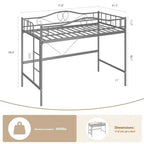 Letto a soppalco singolo con scaletta rimovibile e ringhiera di sicurezza completa, letto a soppalco singolo con struttura in metallo robusto capacità di carico 180 kg, salvaspazio