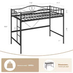 Letto a soppalco singolo con scaletta rimovibile e ringhiera di sicurezza completa, letto a soppalco singolo con struttura in metallo robusto capacità di carico 180 kg, salvaspazio
