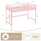 Letto a soppalco singolo con scaletta rimovibile e ringhiera di sicurezza completa, letto a soppalco singolo con struttura in metallo robusto capacità di carico 180 kg, salvaspazio