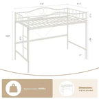 Letto a soppalco singolo con scaletta rimovibile e ringhiera di sicurezza completa, letto a soppalco singolo con struttura in metallo robusto capacità di carico 180 kg, salvaspazio