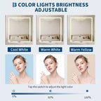 Toeletta compatta con specchio LED intelligente, prese di corrente integrate - Piano pieghevole - Sgabello contenitore e mensole aperte - Ideale per la camera da letto