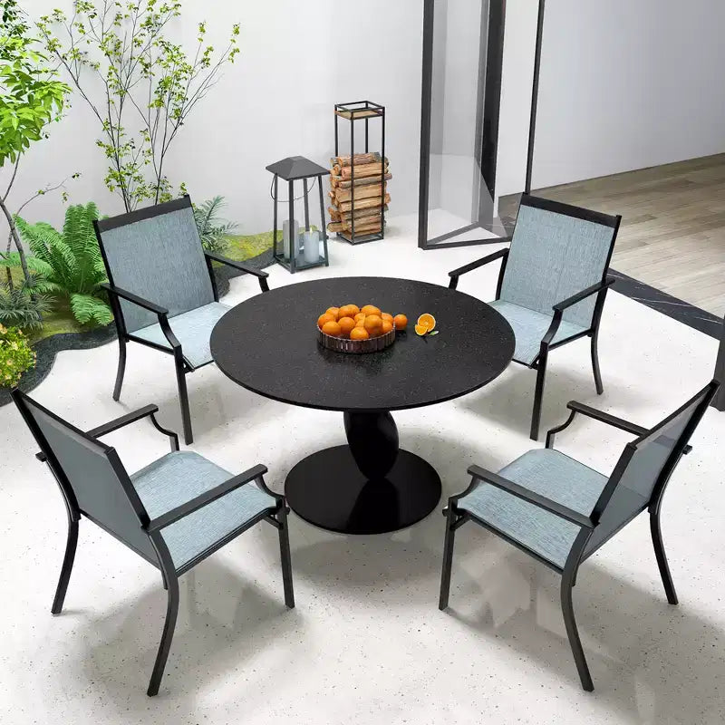 Costway Set di 4 Sedie da Giardino Poltrone da Esterno con Robusta Struttura in Metallo