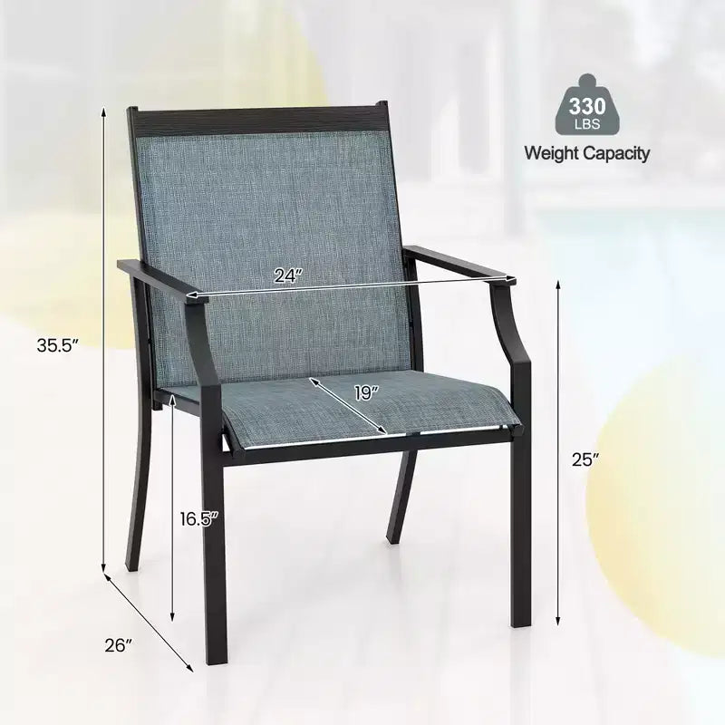 Costway Set di 4 Sedie da Giardino Poltrone da Esterno con Robusta Struttura in Metallo