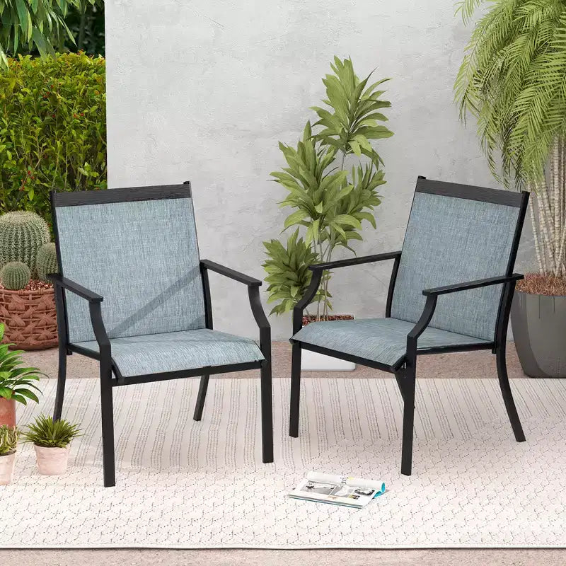 Costway Set di 4 Sedie da Giardino Poltrone da Esterno con Robusta Struttura in Metallo
