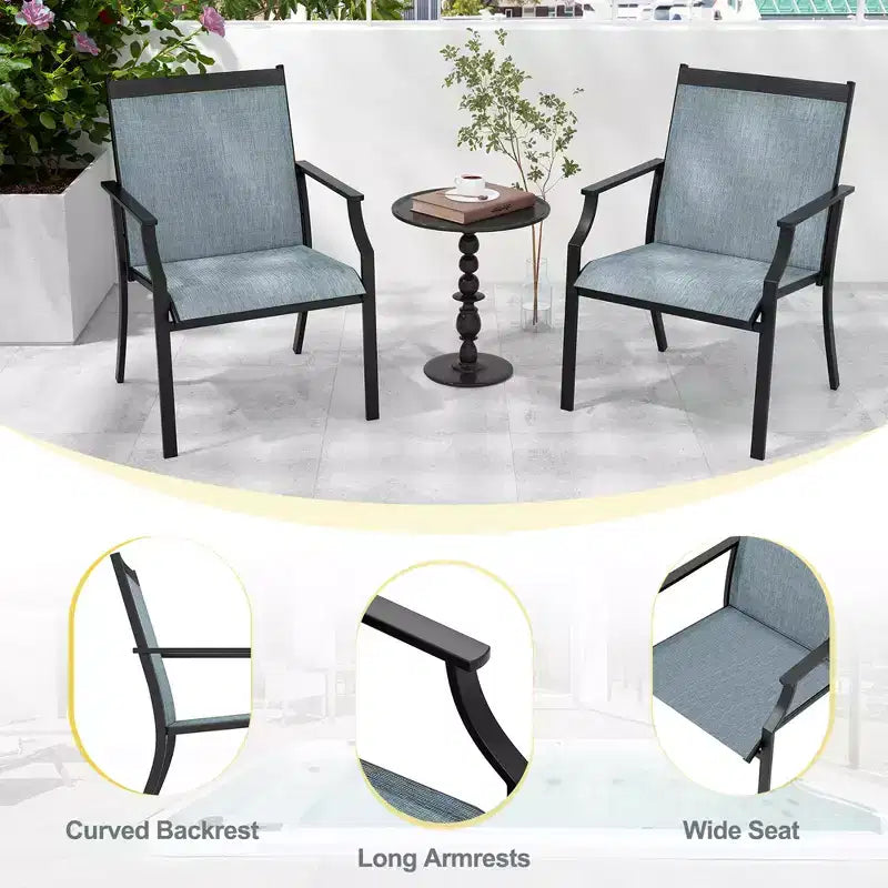 Costway Set di 4 Sedie da Giardino Poltrone da Esterno con Robusta Struttura in Metallo