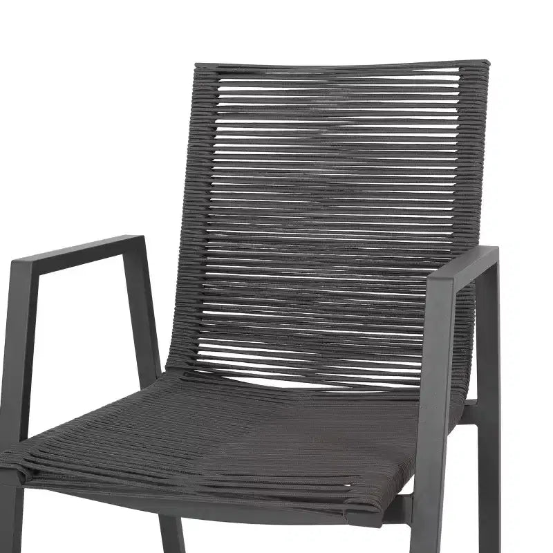 Sedia da Pranzo Moderna da Esterno in Alluminio con Seduta in Corda (Set di 2), Grigio e Grigio Scuro