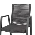 Sedia da Pranzo Moderna da Esterno in Alluminio con Seduta in Corda (Set di 2), Grigio e Grigio Scuro