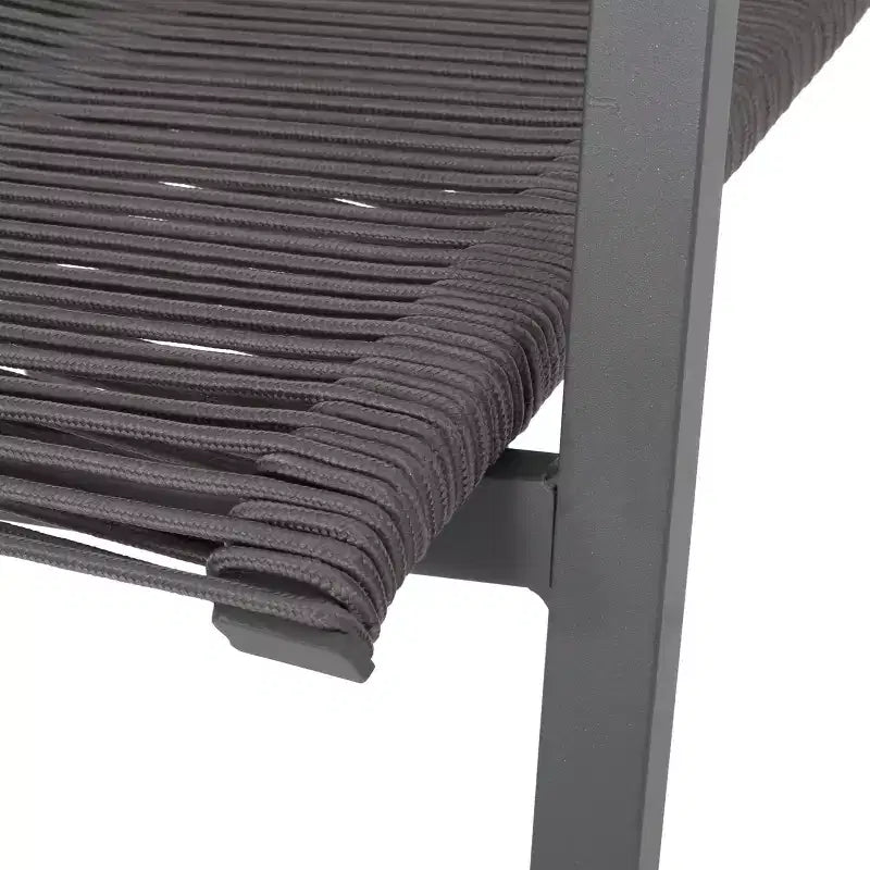 Sedia da Pranzo Moderna da Esterno in Alluminio con Seduta in Corda (Set di 2), Grigio e Grigio Scuro